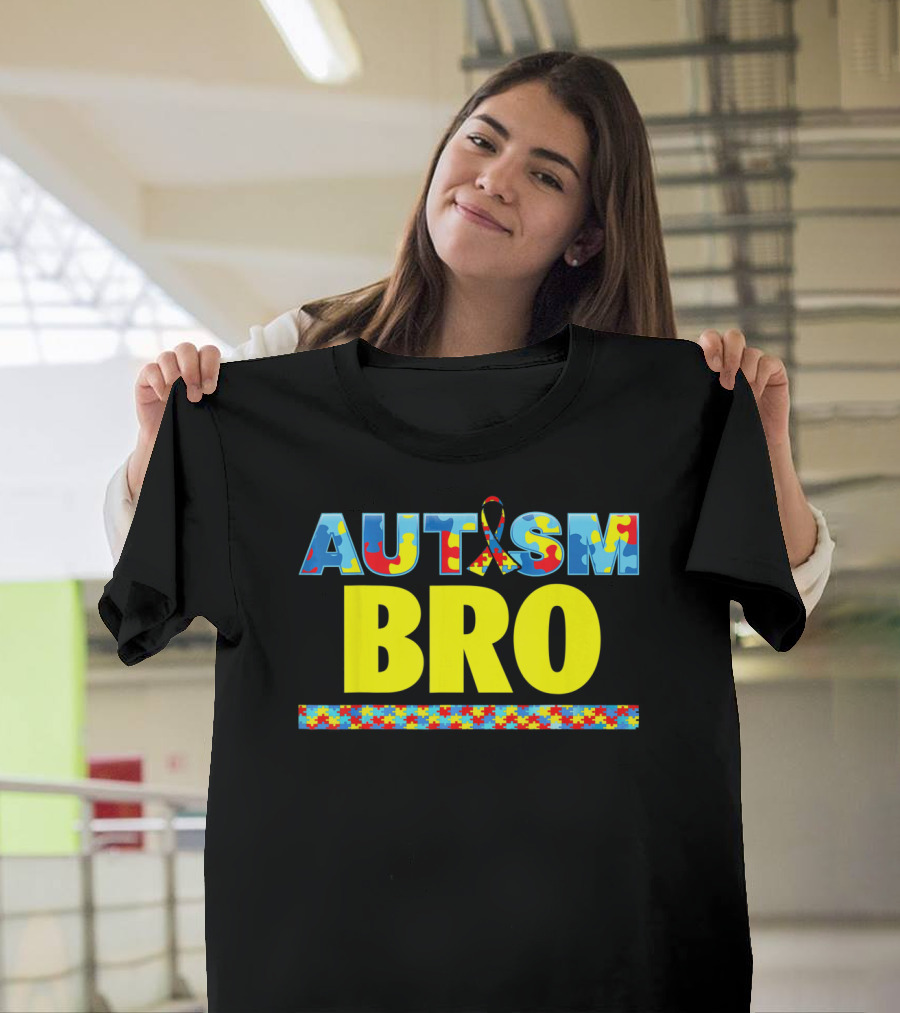 Autism Puzzle Ribbon Bro Brother Awareness Support T-Shirt