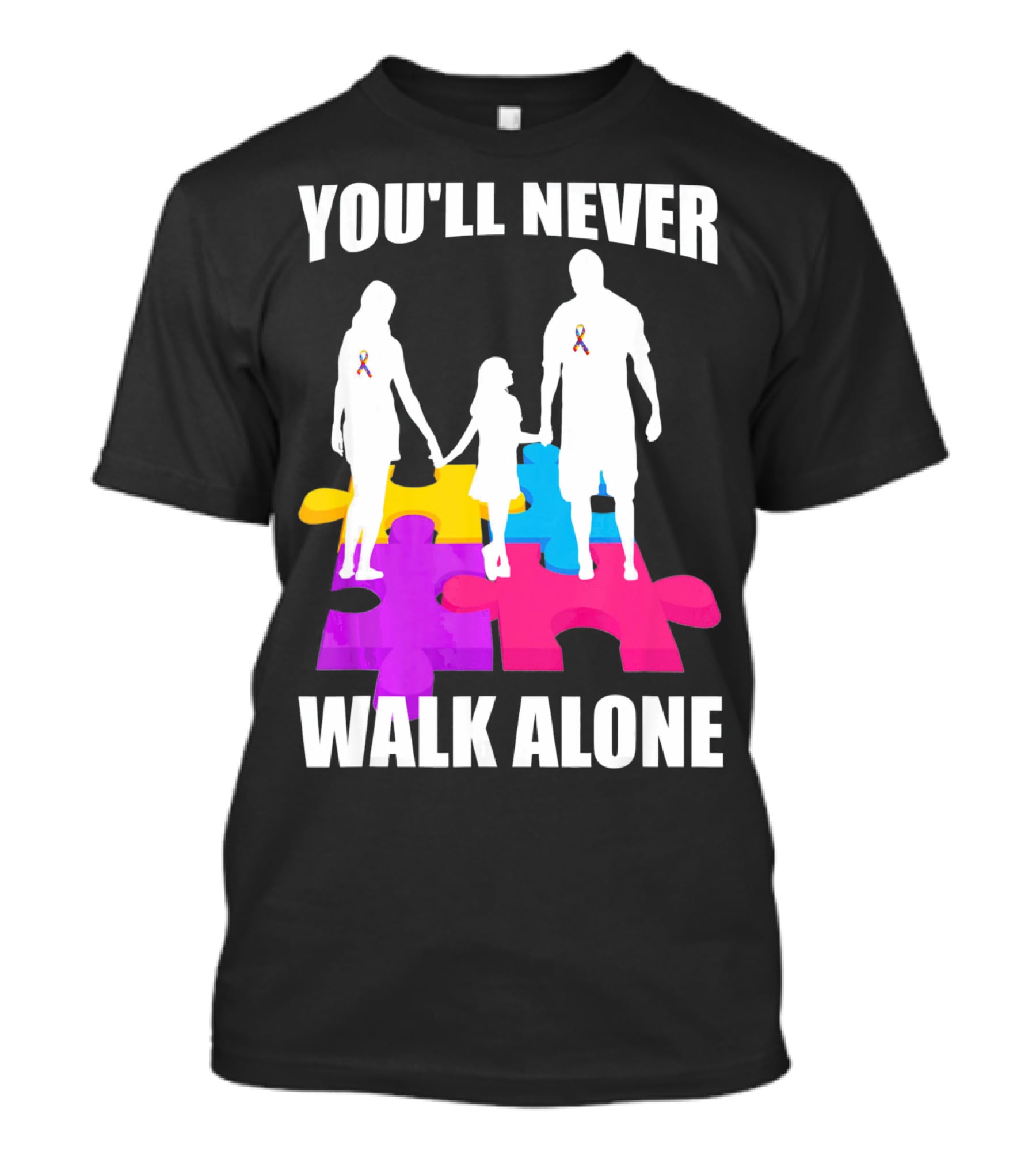 You'll Never Walk Alone Autism Awareness Puzzle Pieces T-Shirt