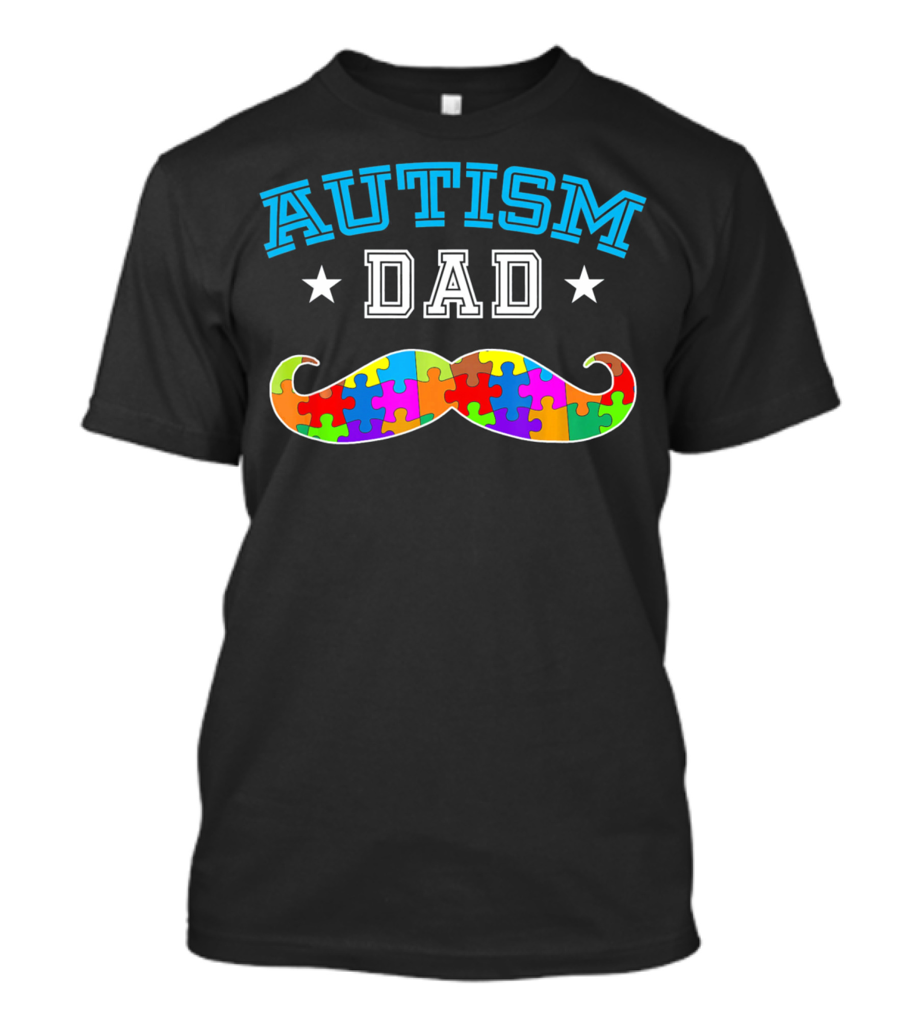 Autism Dad Puzzle Mustache Autism Awareness Dad T-Shirt