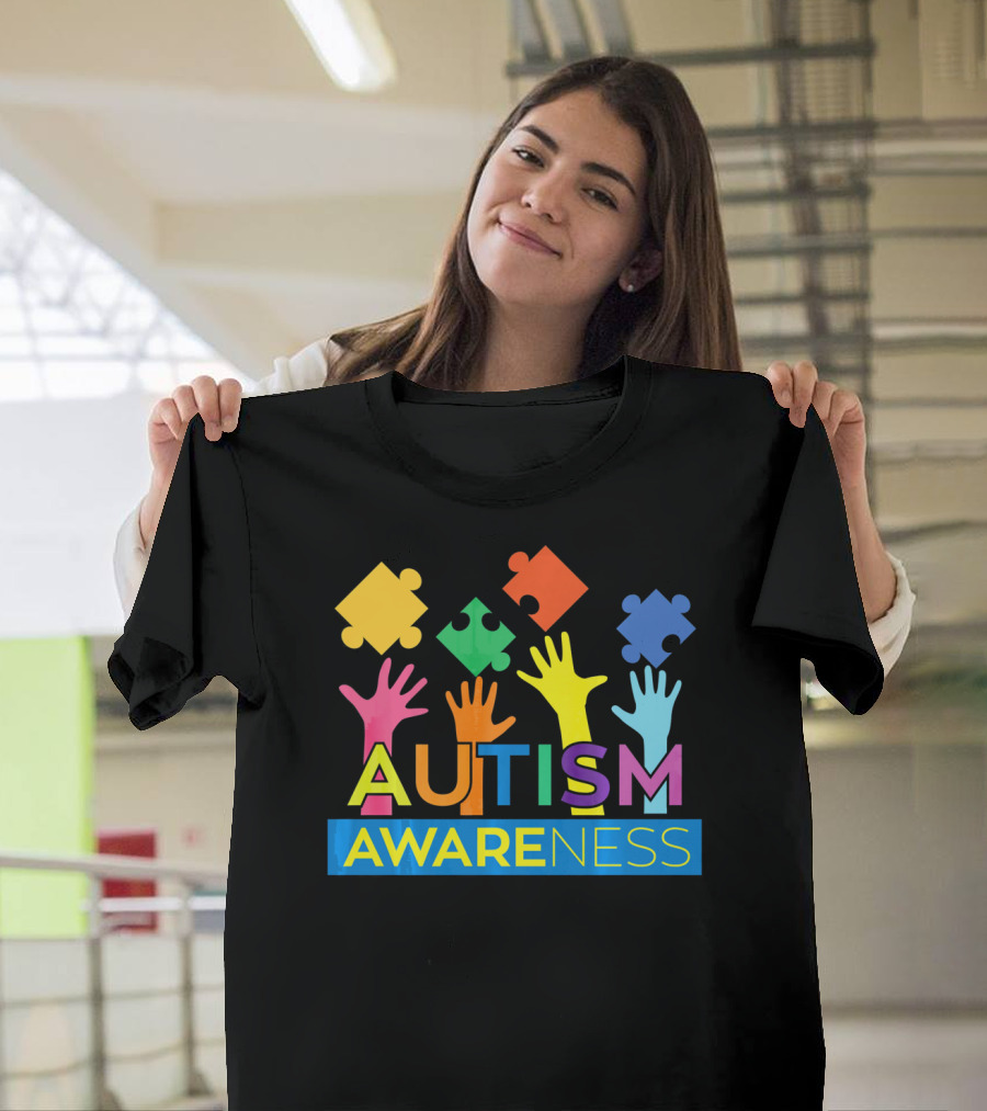 Autism Awareness Colorful Puzzle Hands T-Shirt