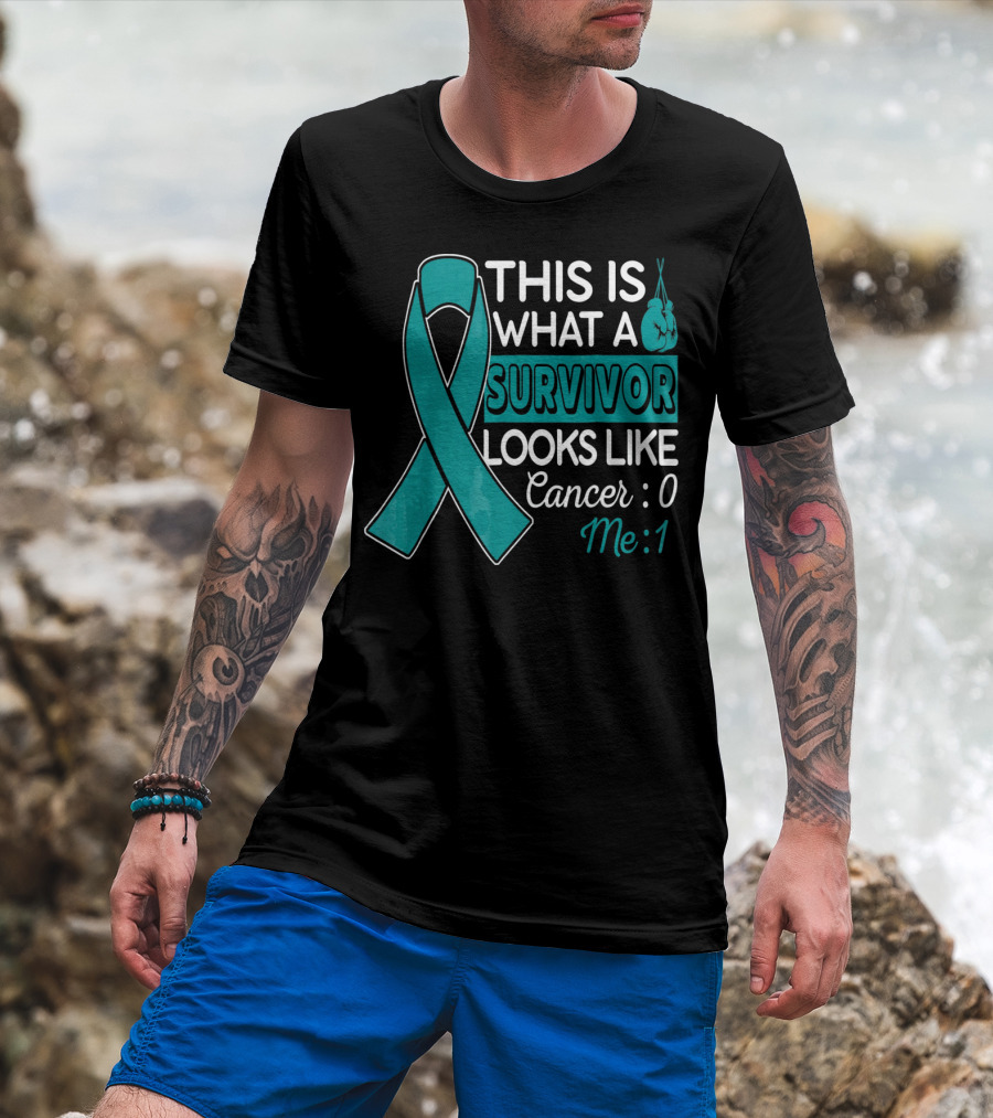 This Is What A Survivor Looks Like Cancer 0 Me 1 T-Shirt