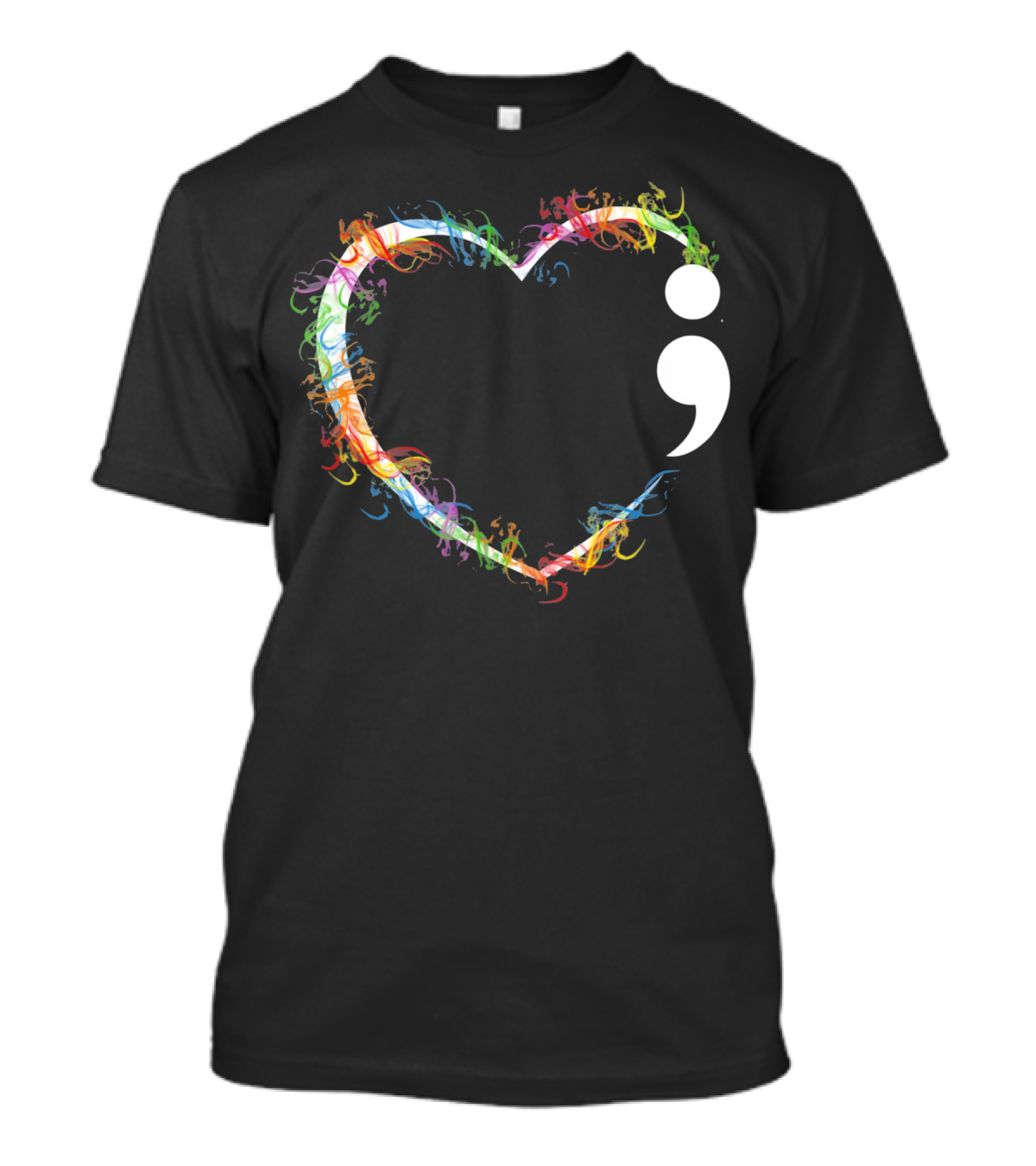 Heart Semicolon Rainbow Suicide Prevention Awareness T-Shirt