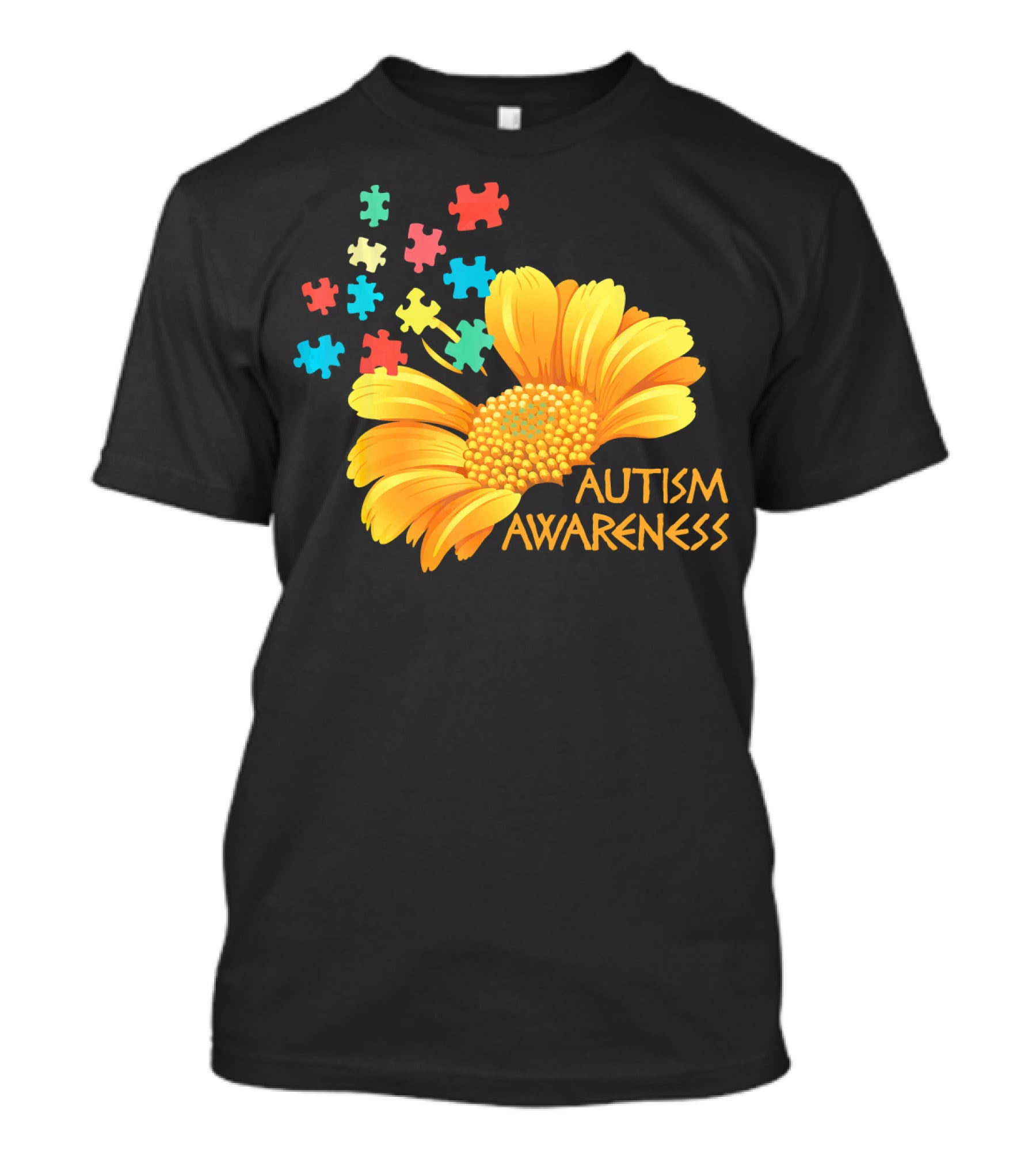 Sunflower Autism Awareness Puzzle Pieces T-Shirt