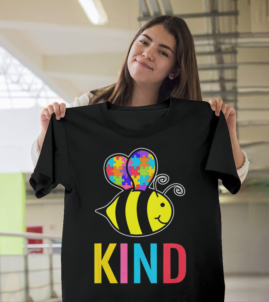 Autism Awareness Bee with Puzzle Wings KIND T-Shirt