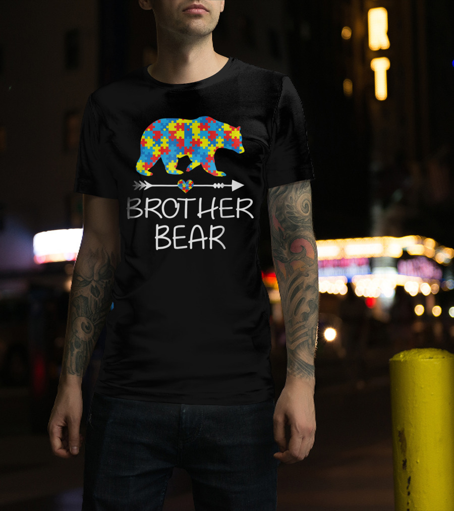 Brother Bear Autism Puzzle Pattern Awareness T-Shirt