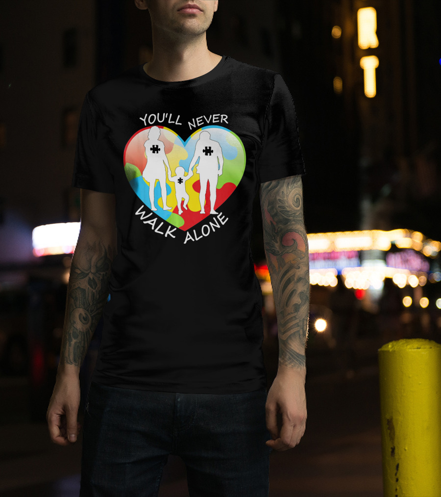 You'll Never Walk Alone Puzzle Family Heart T-Shirt