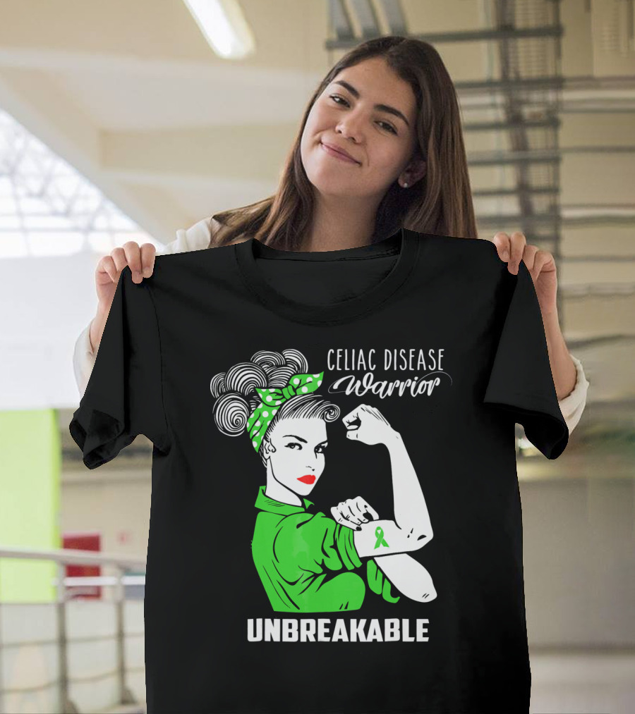 Celiac Disease Warrior Unbreakable Rosie the Riveter T-Shirt