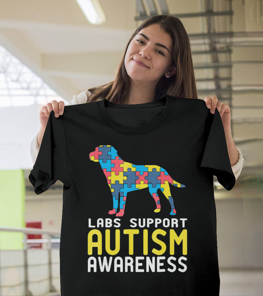 Labs Support Autism Awareness Puzzle Labrador T-Shirt