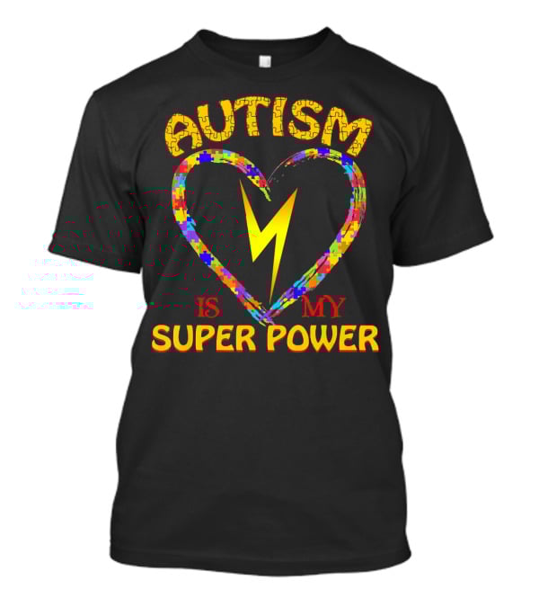 Autism Is My Super Power Heart Puzzle Lightning T-Shirt
