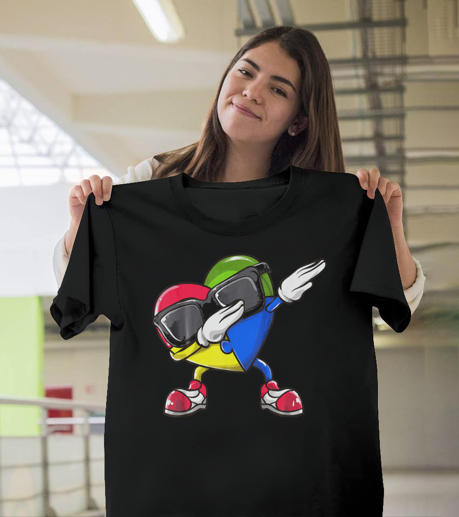 Valentines Day Dabbing Heart Puzzle Autism Colorful T-Shirt