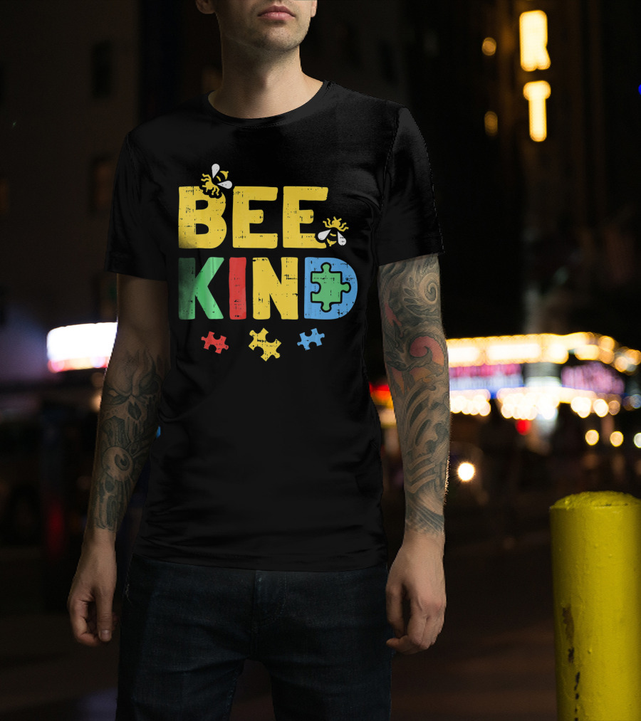 BEE KIND Puzzle Autism Awareness Bees T-Shirt