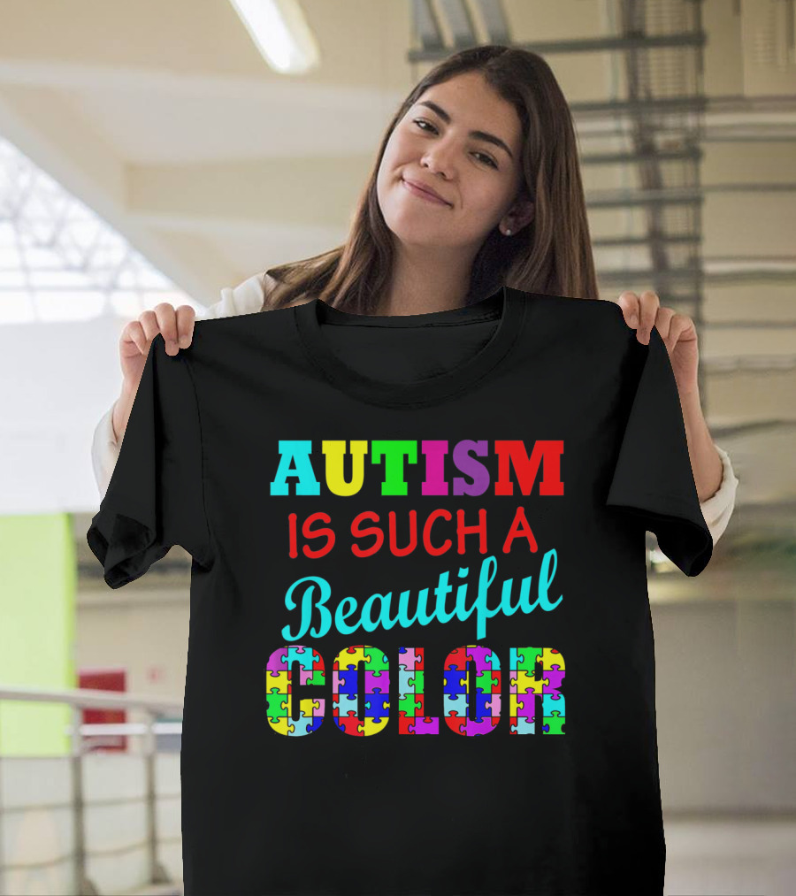 Autism Is Such A Beautiful Color Puzzle Piece Letters T-Shirt