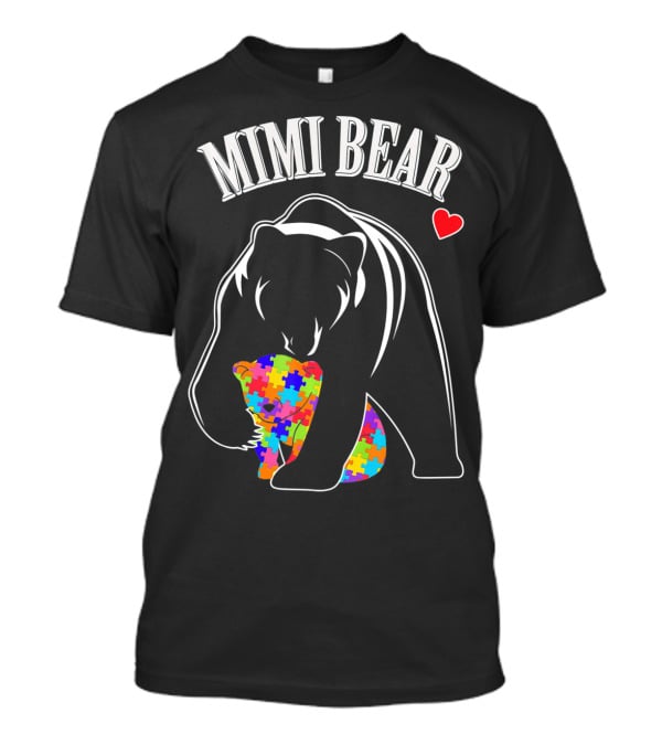Mimi Bear Autism Awareness Love Puzzle Heart T-Shirt