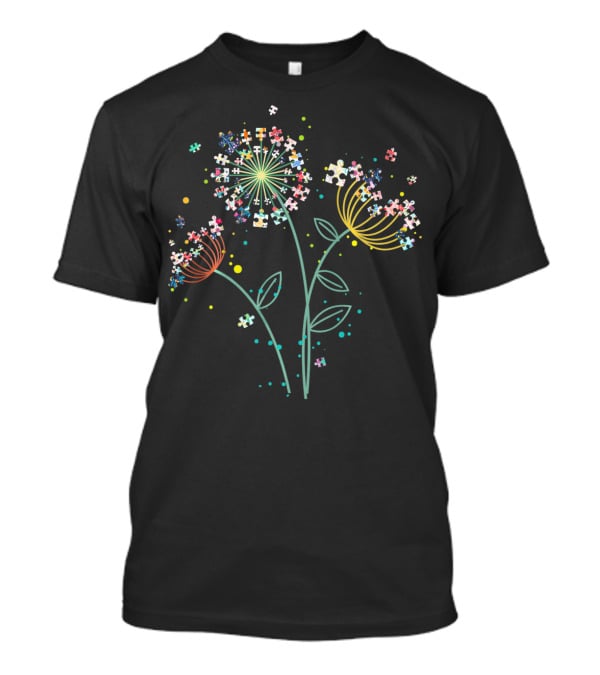 Dandelion Puzzle Pieces Autism Awareness Advocacy T-Shirt