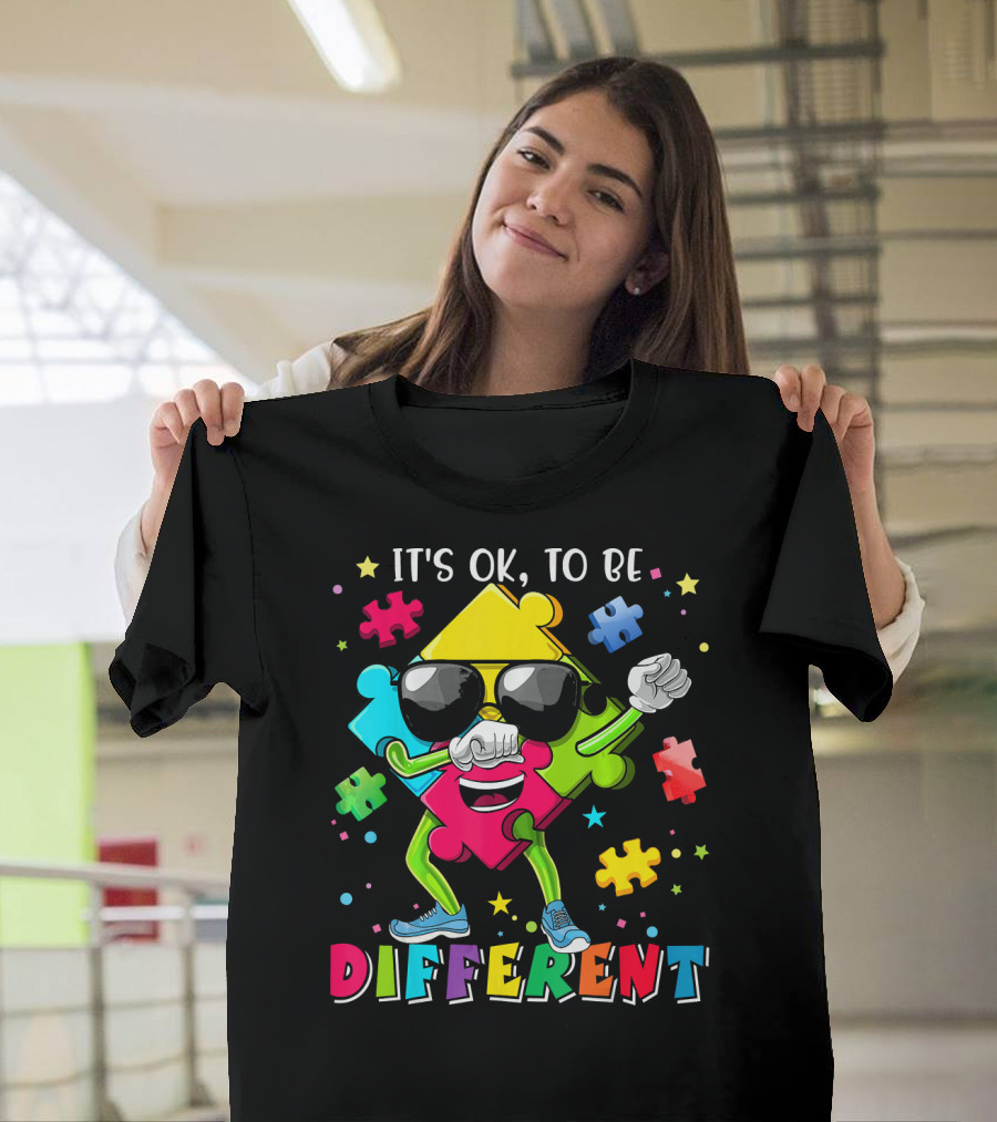 IT'S OK TO BE DIFFERENT PUZZLE PIECE AUTISM AWARENESS T-Shirt