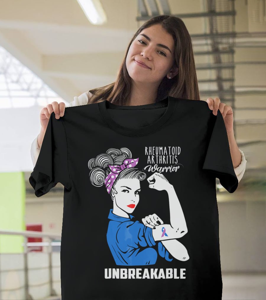 Rheumatoid Arthritis Warrior Unbreakable Rosie Riveter T-Shirt
