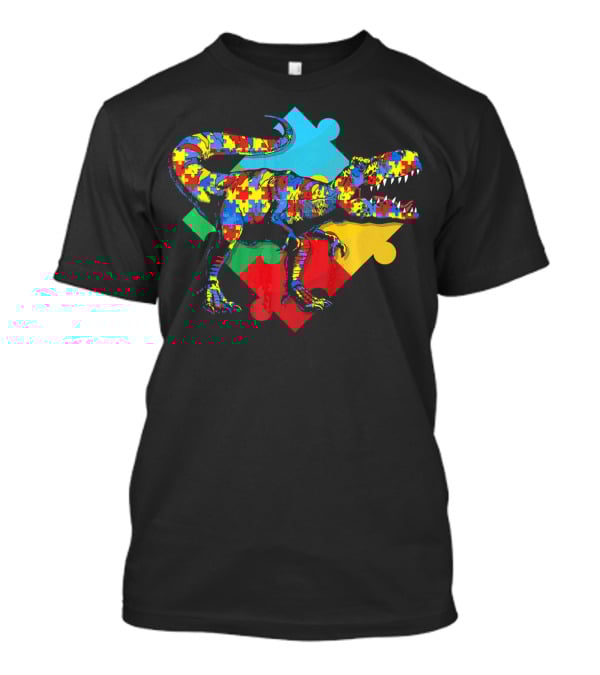 Autism Awareness Dinosaur Puzzle Piece Rex T-Shirt