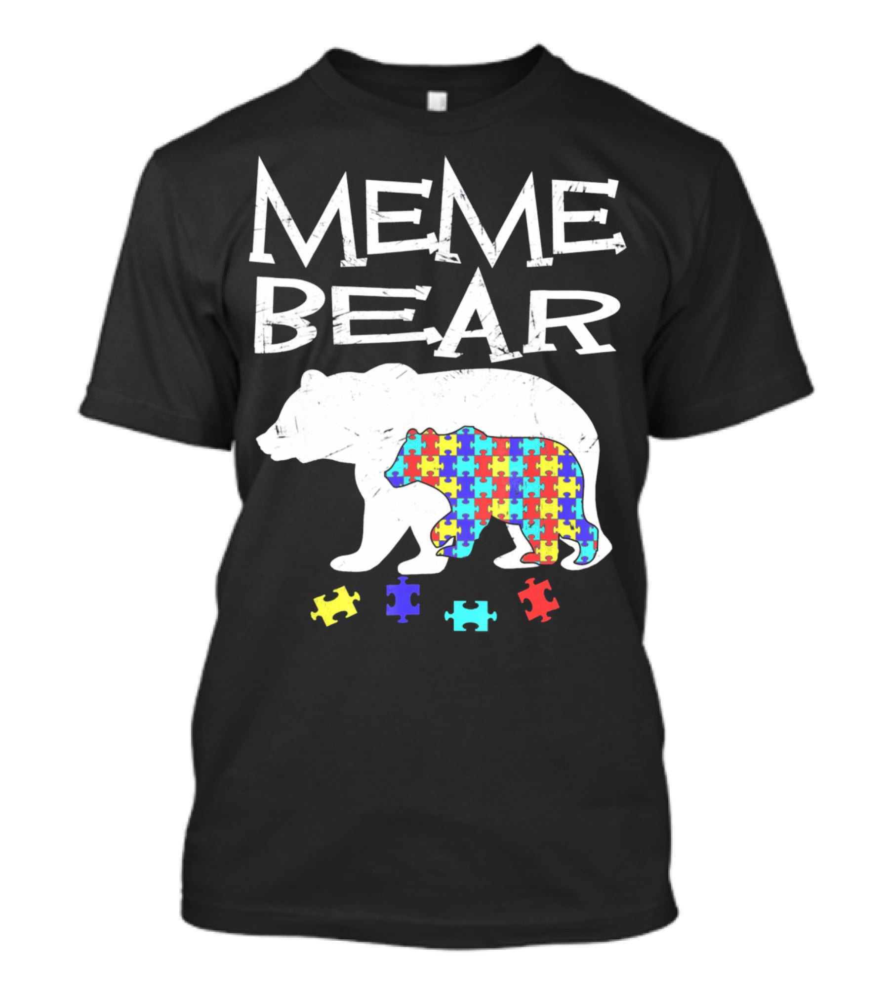 Meme Bear Autism Awareness Puzzle Piece Bear T-Shirt