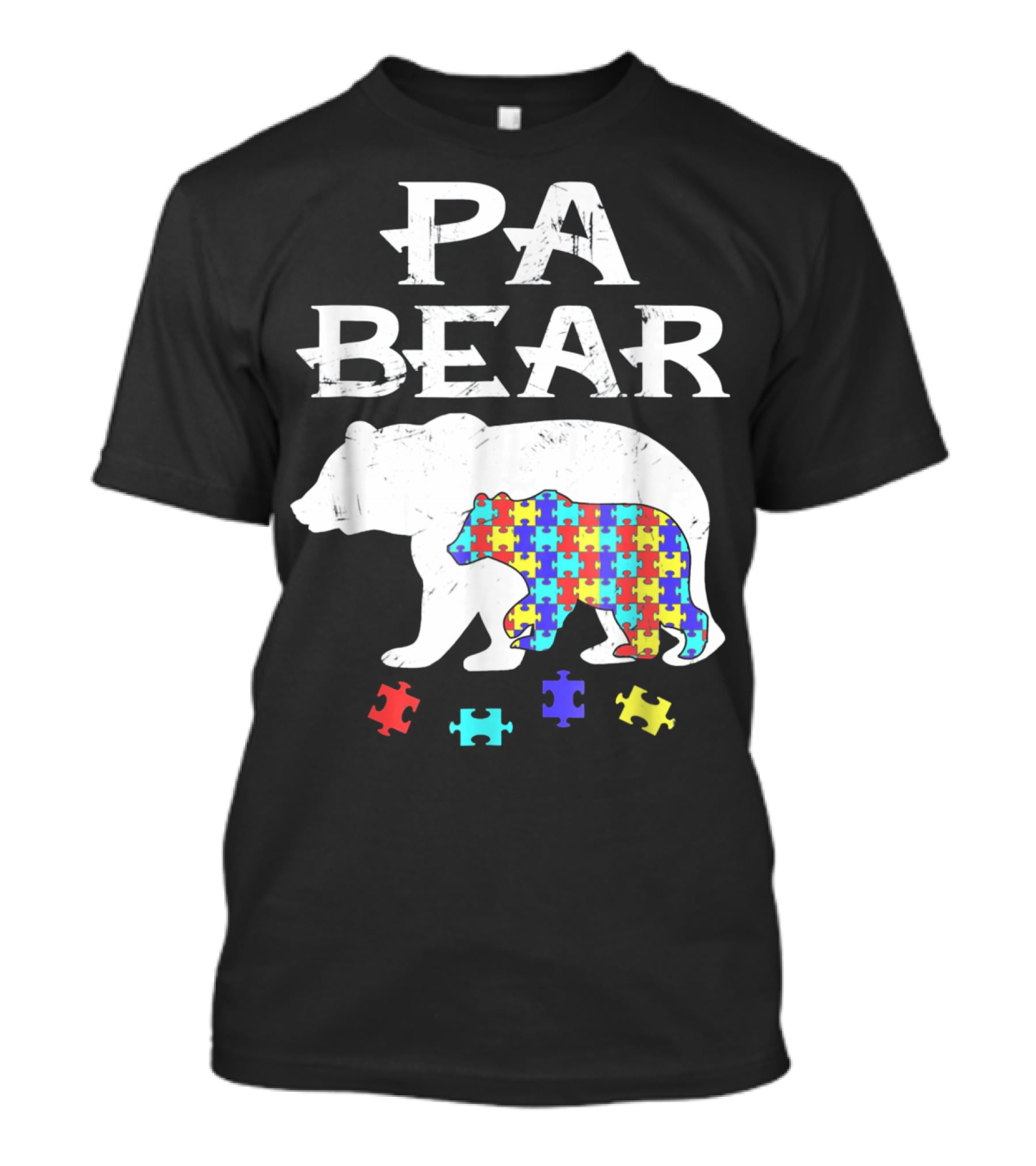 PA Bear With Autism Awareness Puzzle Pieces T-Shirt