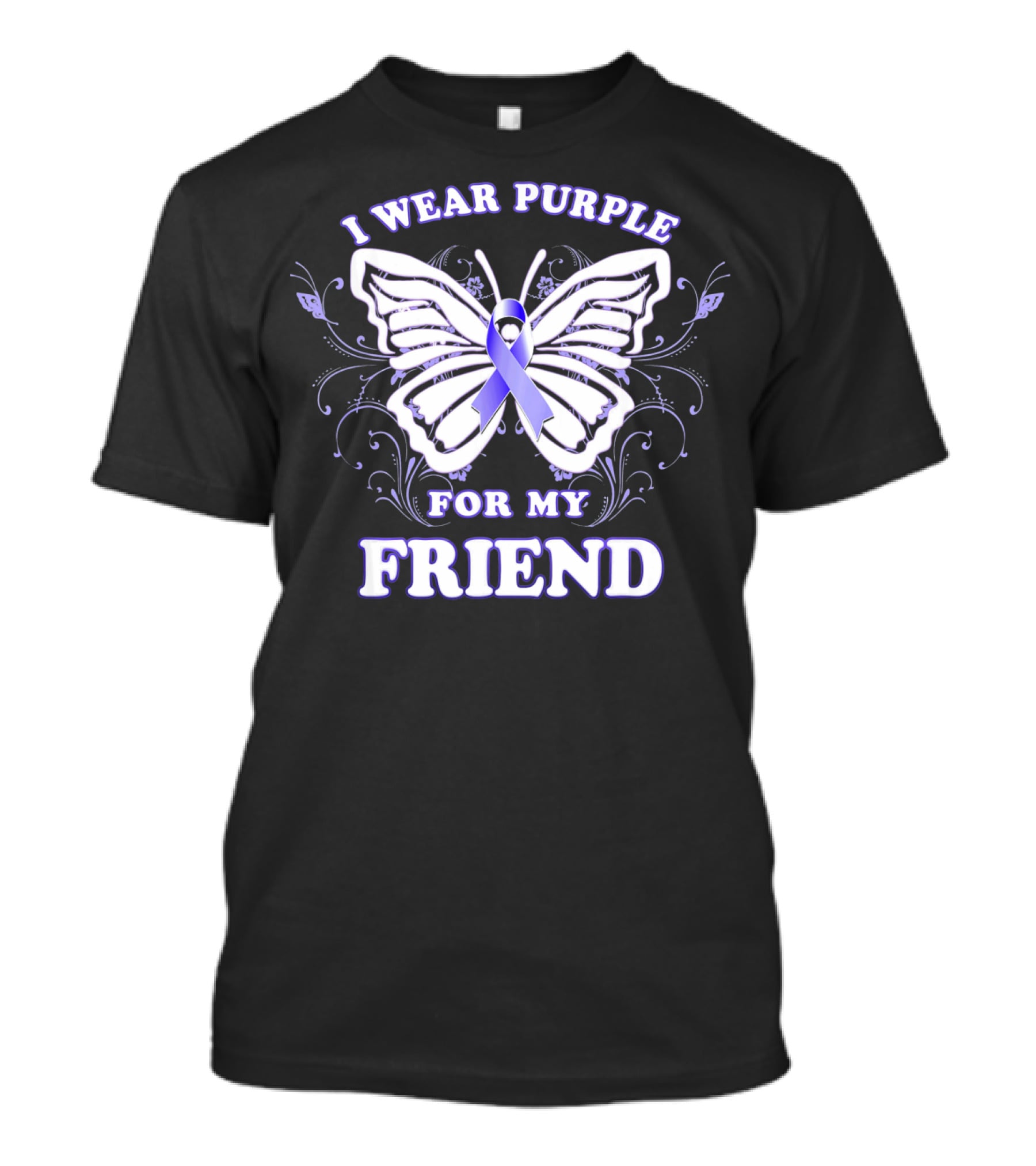 I Wear Purple For My Friend Alzheimer's Awareness Butterfly T-Shirt