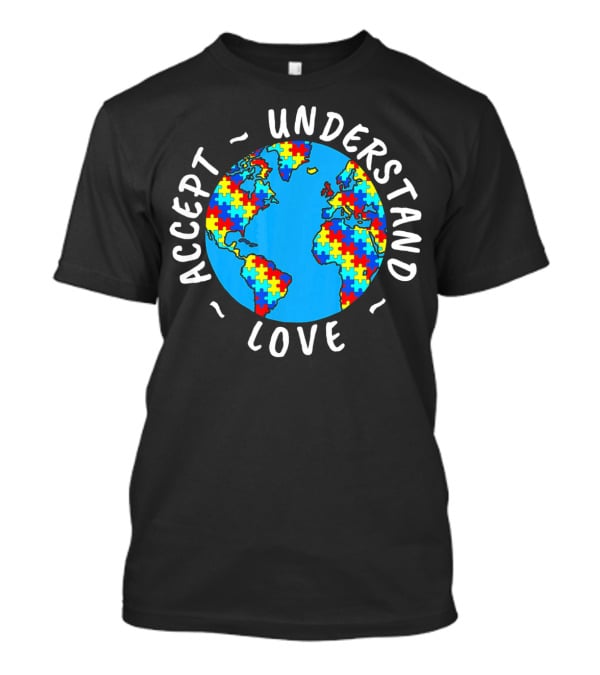 Accept Understand Love Autism Awareness World Puzzle T-Shirt