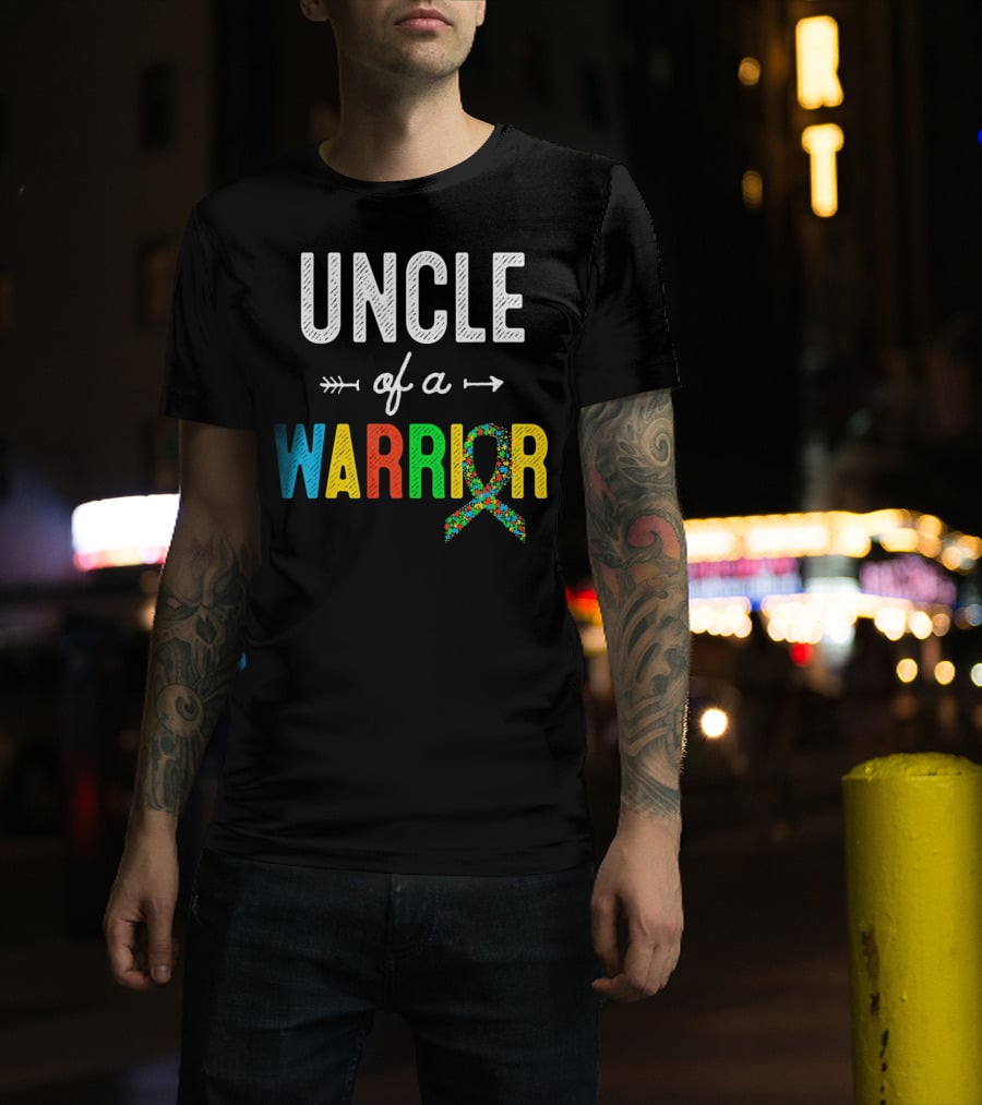 Uncle Of A Warrior Autism Awareness Puzzle T-Shirt