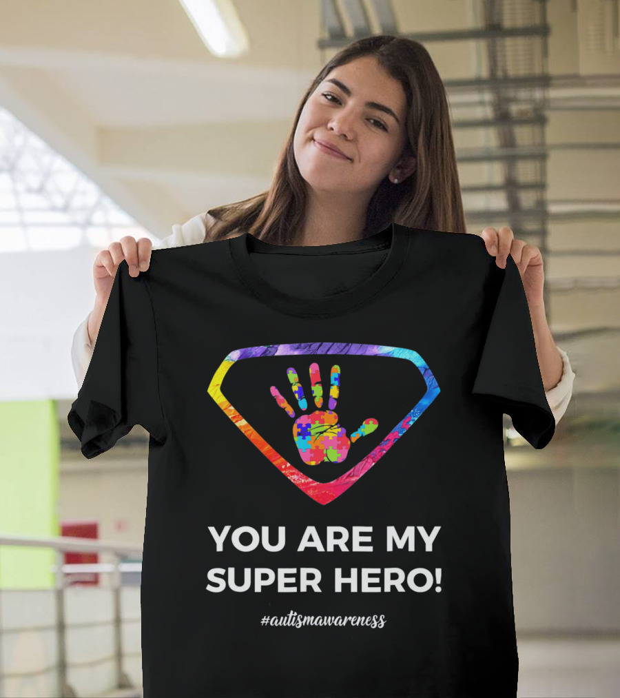You Are My Superhero Autism Awareness Handprint Puzzle T-Shirt