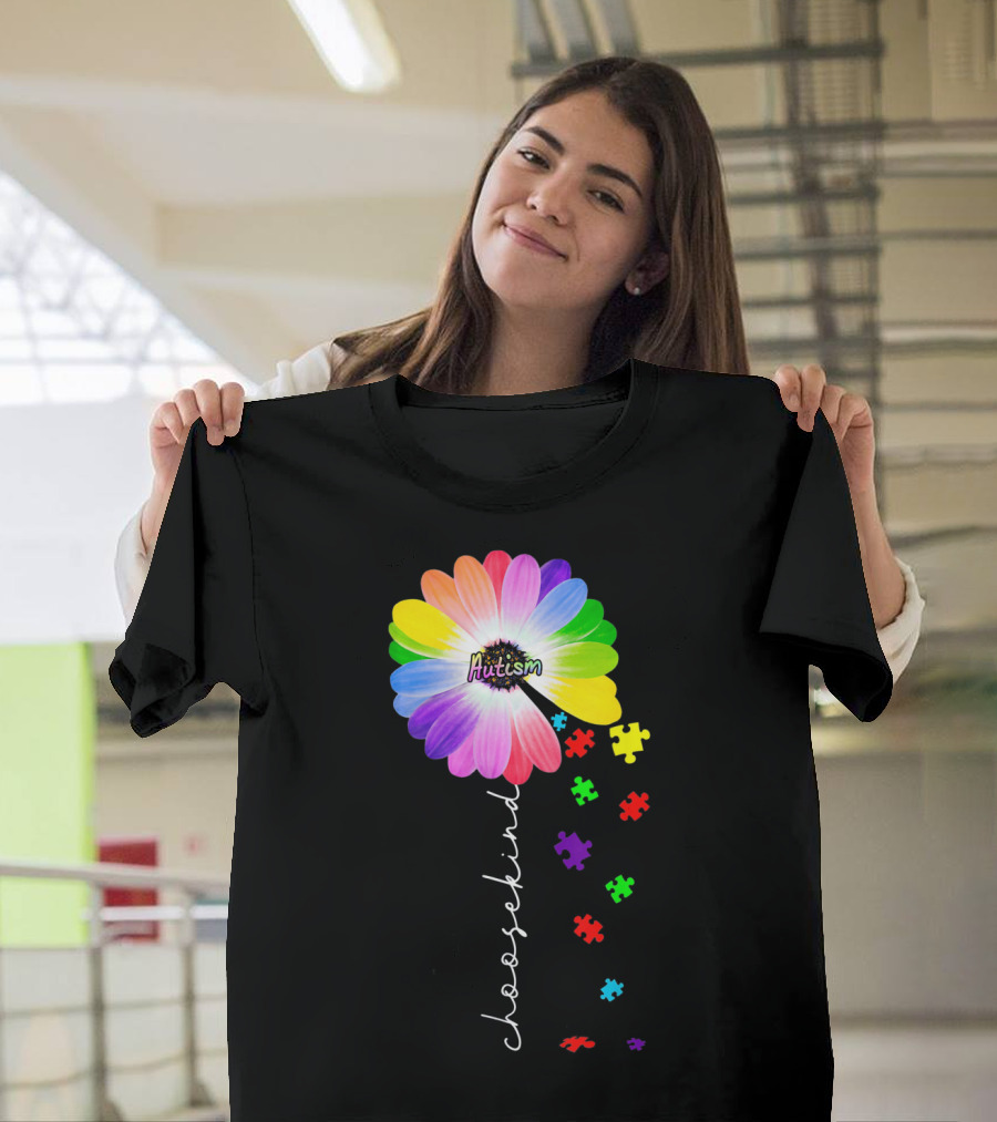 Daisy Flower Autism Choose Kind Puzzle Pieces Awareness T-Shirt