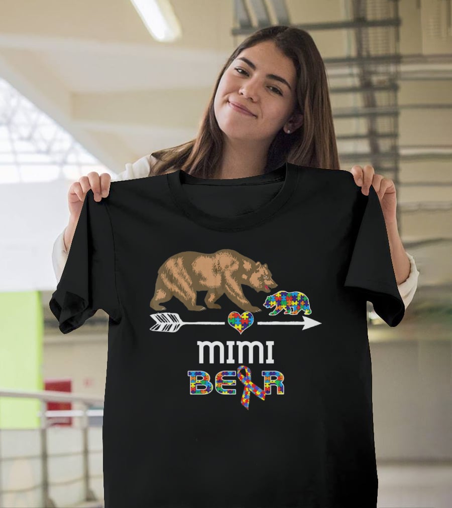 Mimi Bear Autism Awareness Puzzle Heart T-Shirt