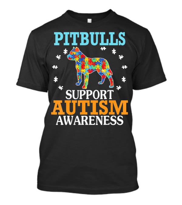 Pitbulls Support Autism Awareness Puzzle Heart T-Shirt