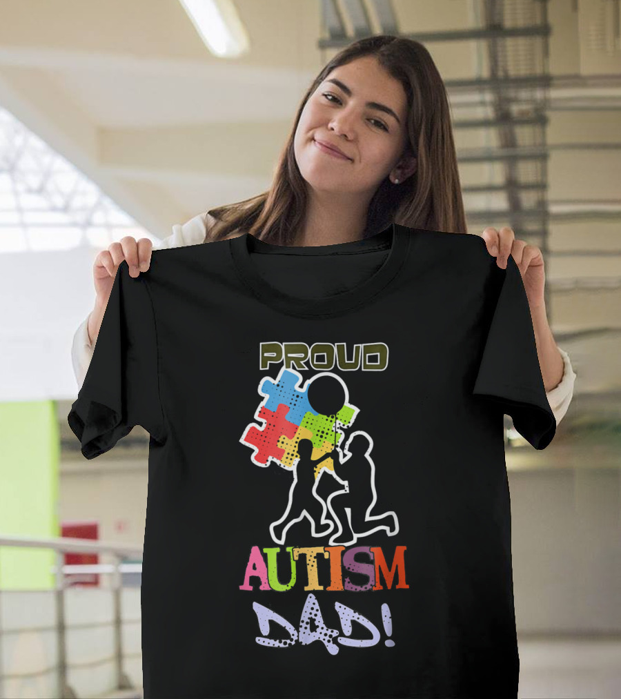 Proud Autism Dad Puzzle Piece Balloon T-Shirt