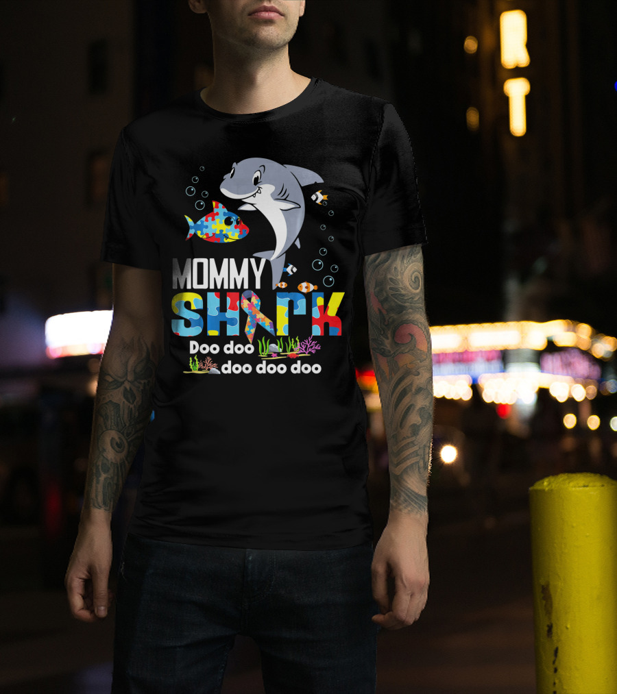 Mommy Shark Autism Doo Doo Doo Autism Puzzle T-Shirt