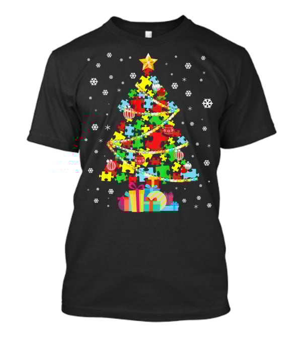 Autism Tree Puzzle Christmas Autism Awareness T-Shirt