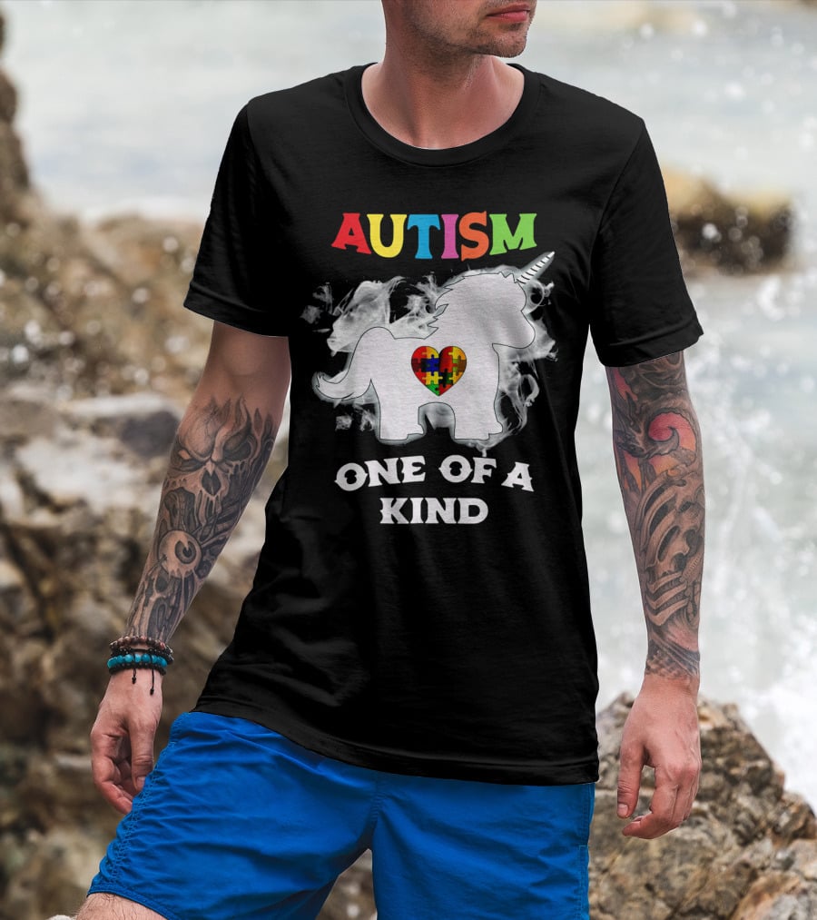 Autism One Of A Kind Unicorn Puzzle Heart T-Shirt