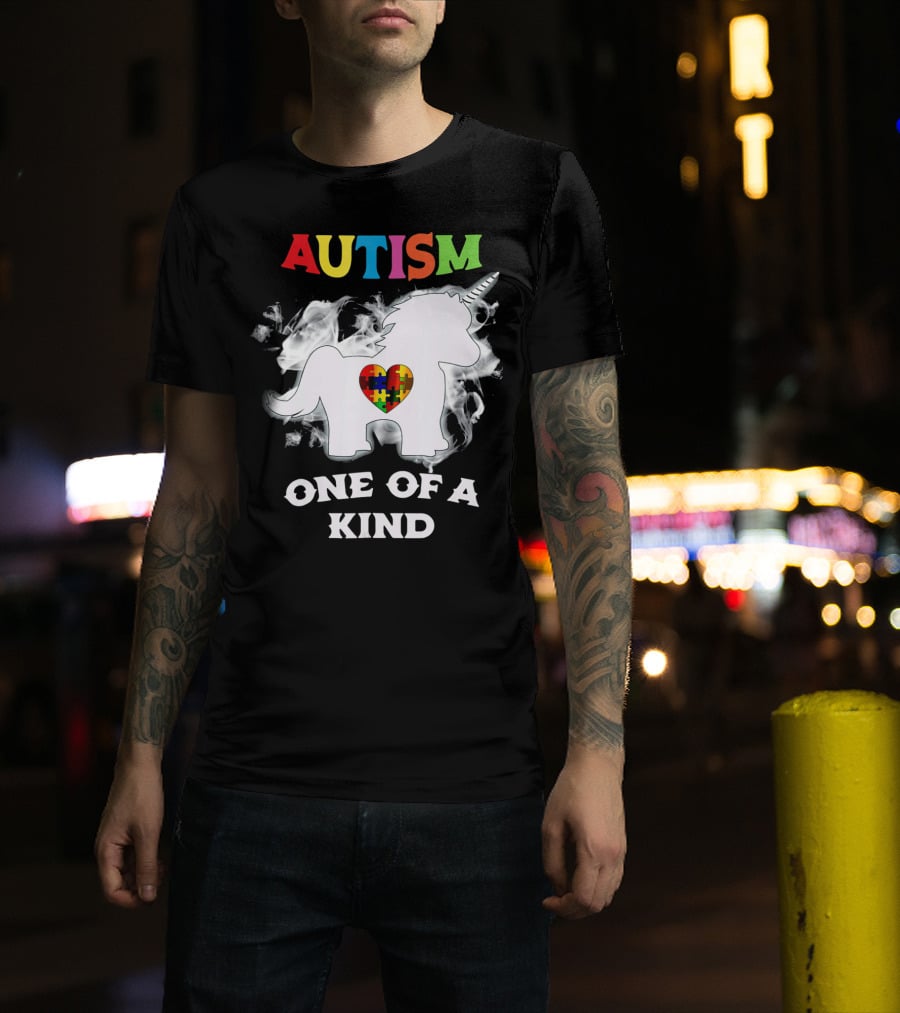 Autism One Of A Kind Unicorn Puzzle Heart T-Shirt
