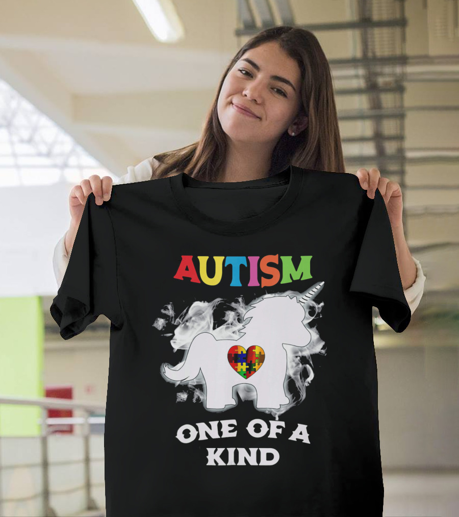 Autism One Of A Kind Unicorn Puzzle Heart T-Shirt