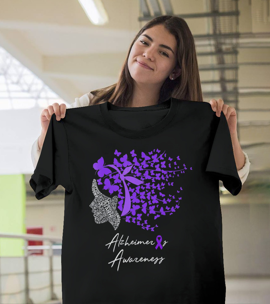 Alzheimers Awareness Hope Courage Faith Empowerment Butterfly T-Shirt