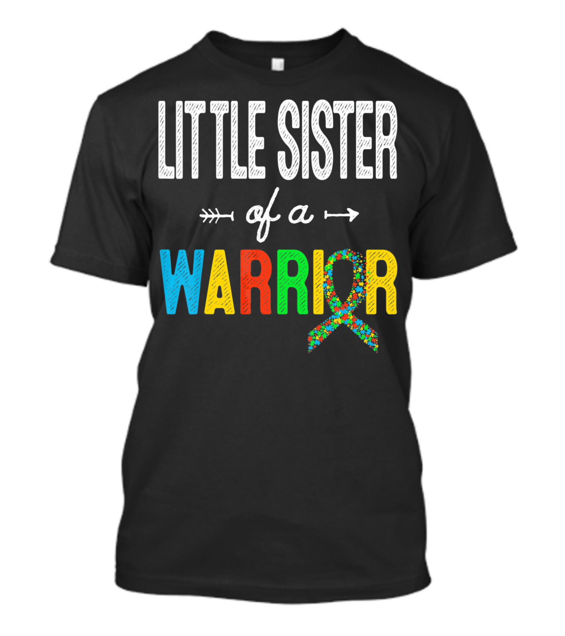 Little Sister Of A Warrior Autism Awareness T-Shirt