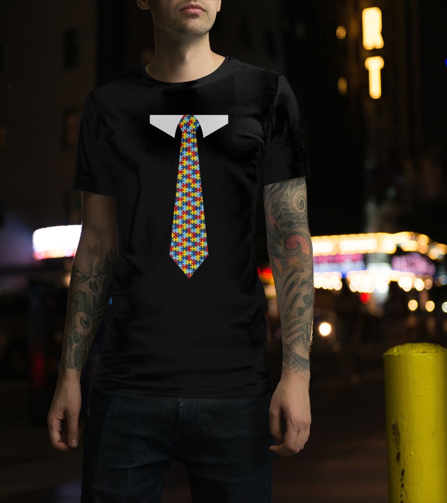 Autism Awareness Puzzle Tie T-Shirt