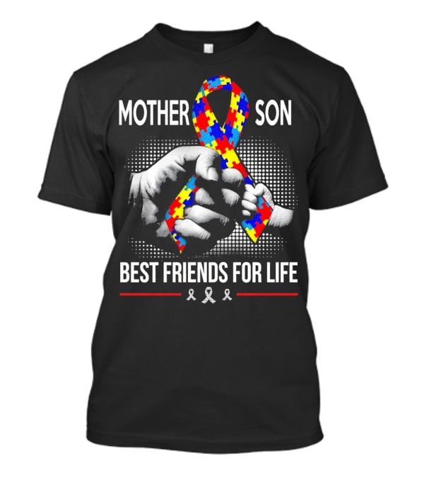 Mother Son Best Friends For Life Autism Awareness Puzzle T-Shirt