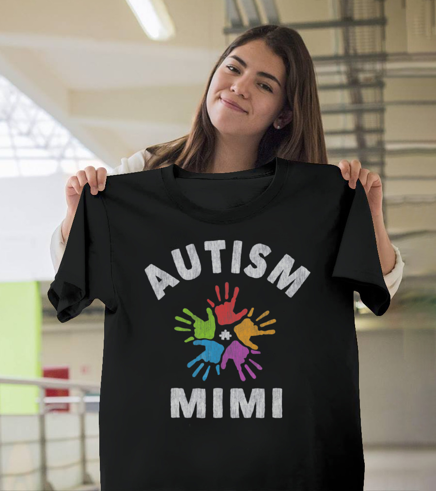 Autism Awareness Autism Mimi Colorful Handprints T-Shirt