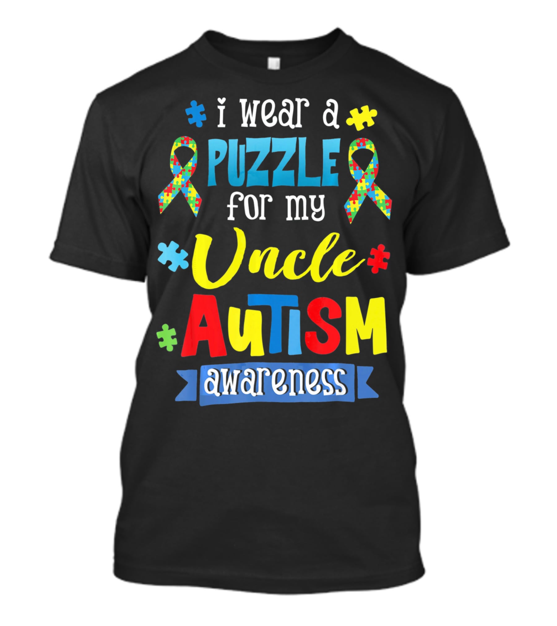 I Wear A Puzzle For My Uncle Autism Awareness T-Shirt