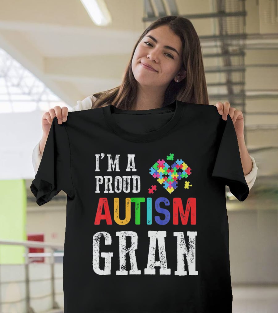 I'm A Proud Autism Gran Colorful Puzzle Pieces T-Shirt