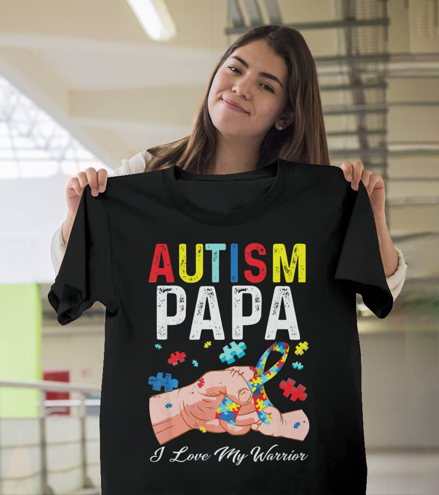 Autism Papa I Love My Warrior T-Shirt