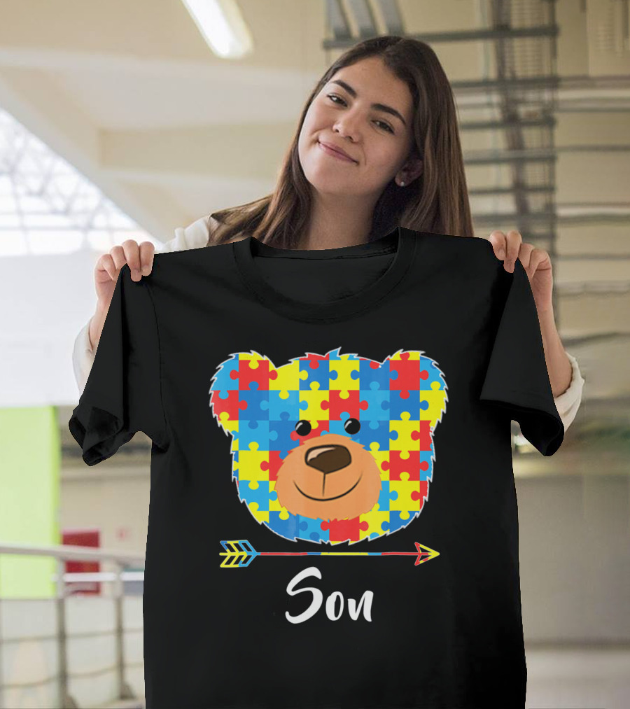 Son Bear Cute Face Puzzle Autism Awareness T-Shirt
