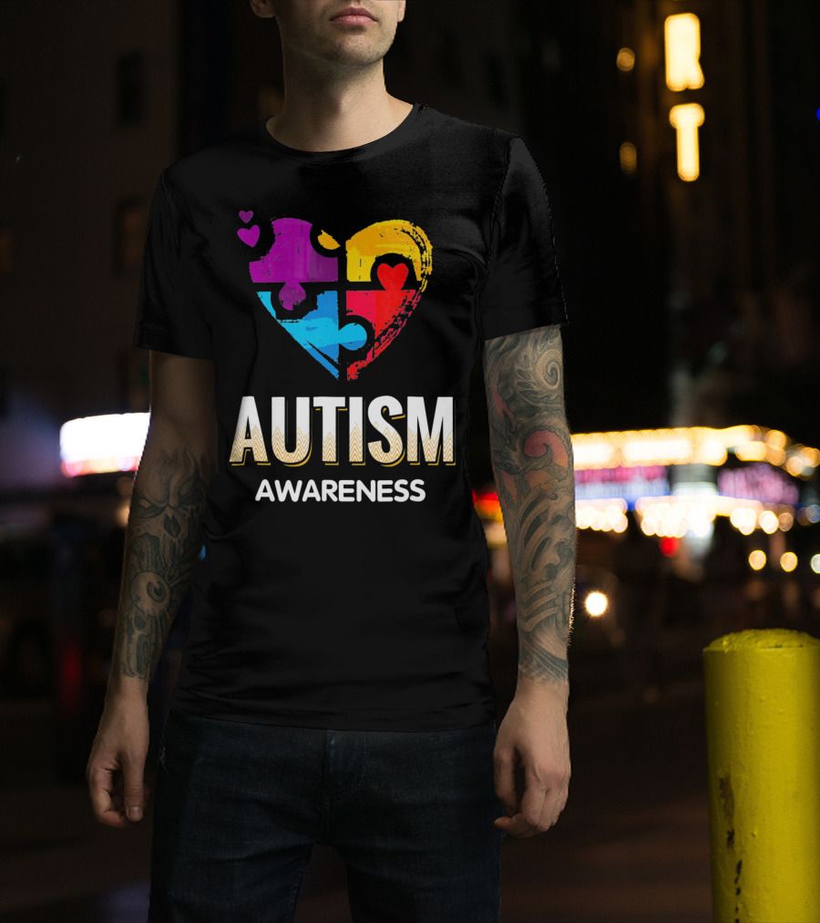 Autism Awareness Love Puzzle Heart T-Shirt
