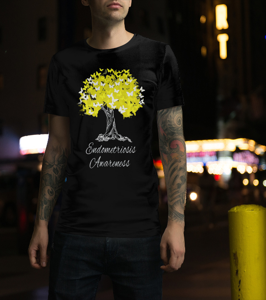 Endometriosis Awareness Butterfly Tree T-Shirt