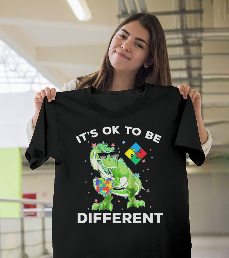 Autism Awareness REX Dinosaur It's OK To Be Different T-Shirt