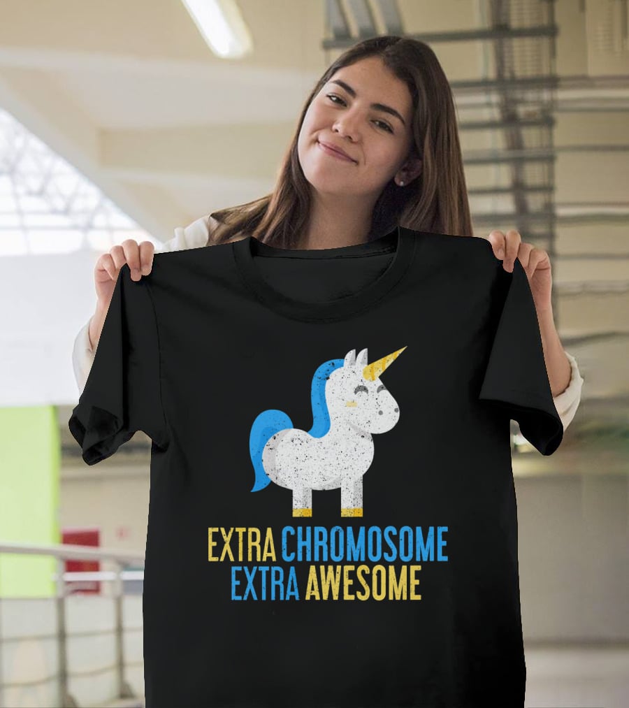 Extra Chromosome Extra Awesome Unicorn Down Syndrome Awareness T-Shirt