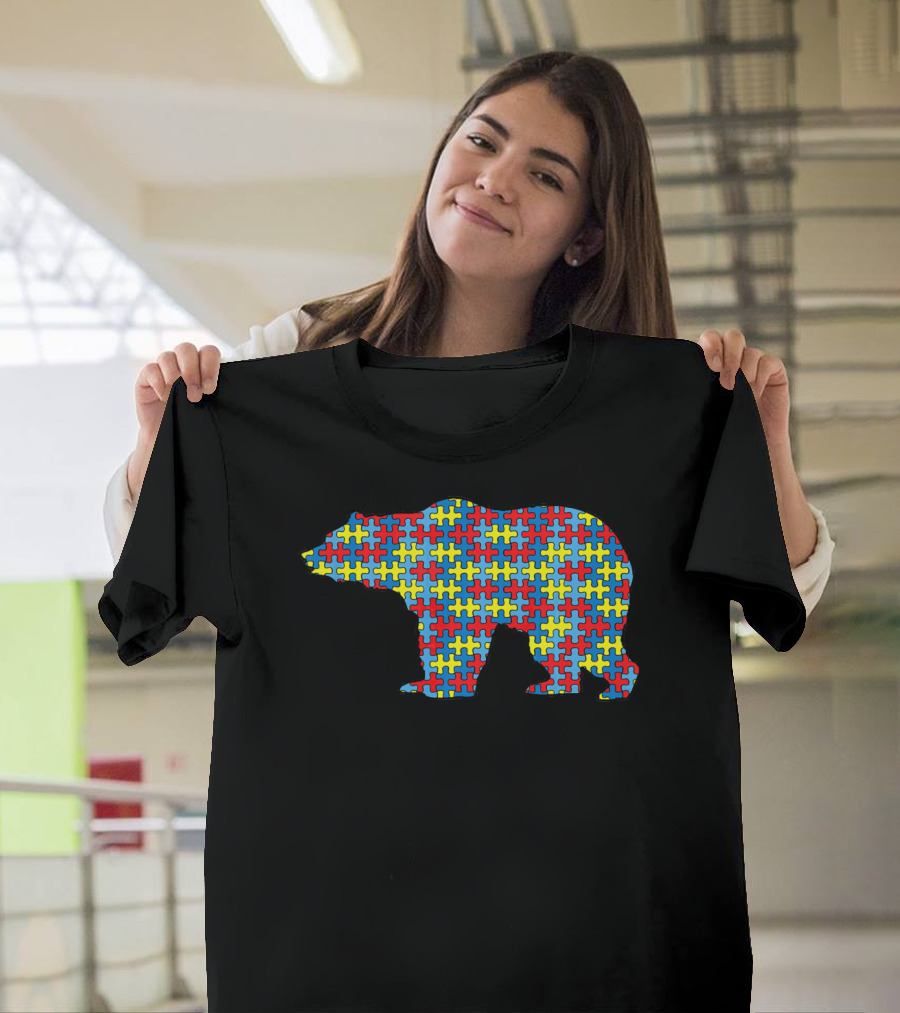 Bear Autism Awareness Kids Puzzle Pattern Mammal Animal T-Shirt